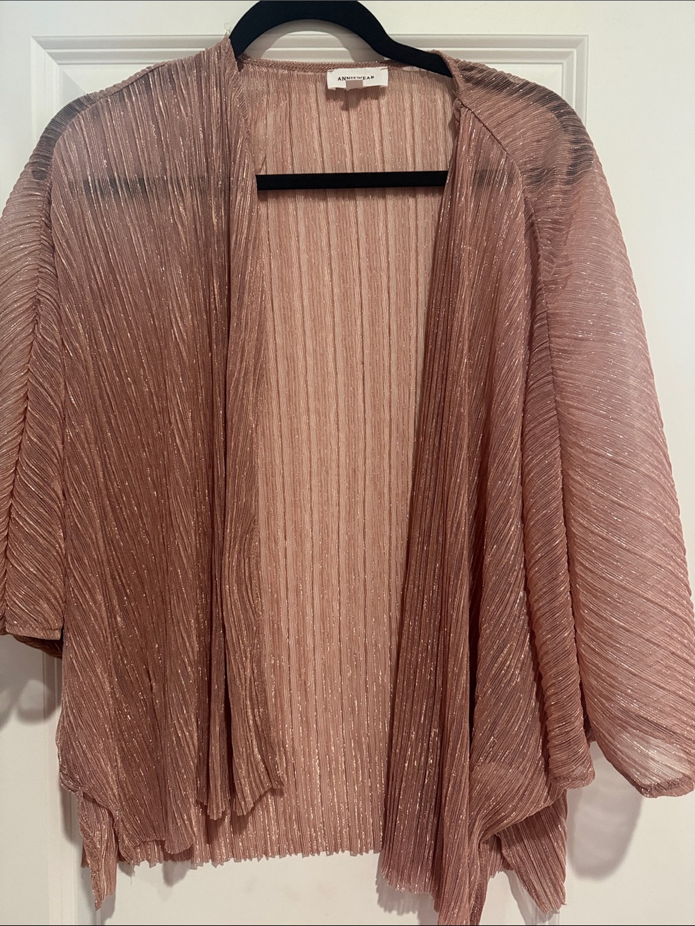 Pleated Metallic Rose-Quartz Open Front Women’s shrug